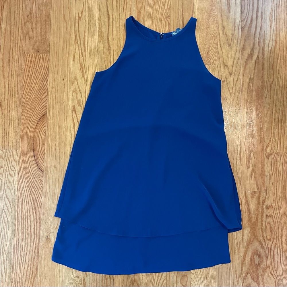 Fleur Bleue Layered Swing Dress, Blue, Size 4